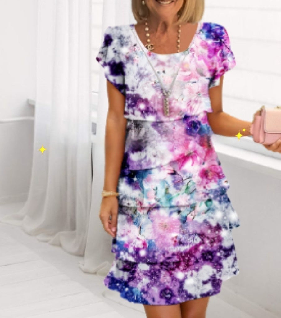 Robe imprimée à manches courtes
