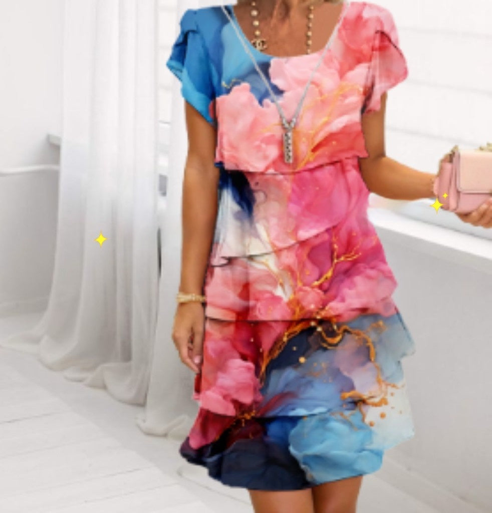 Robe imprimée à manches courtes