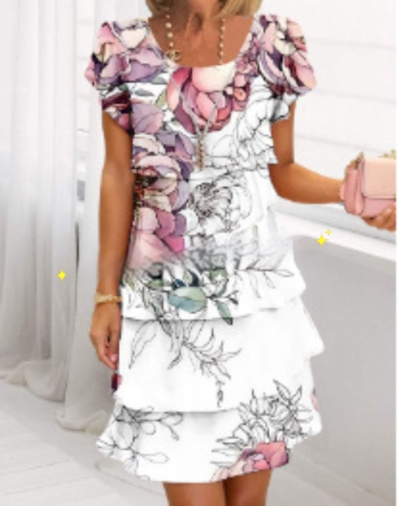 Robe imprimée à manches courtes