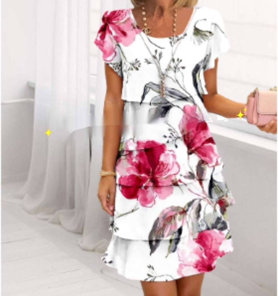 Robe imprimée à manches courtes